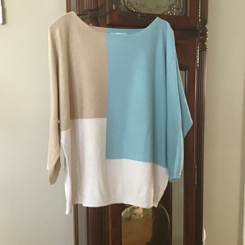 Colour block long sleeve boatneck sweater size XXL